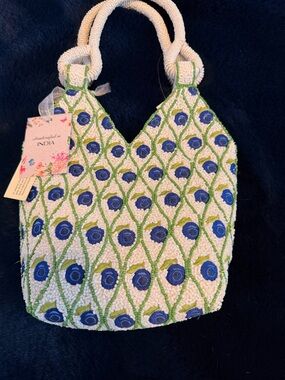 Handcrafted beaded blueberry Accents tote!